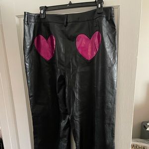 Faux leather heart pants